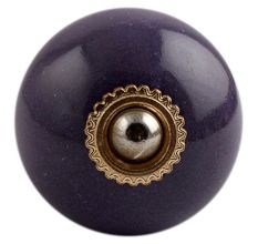 Purple Round Golden Fitting Ceramic Dresser Knob